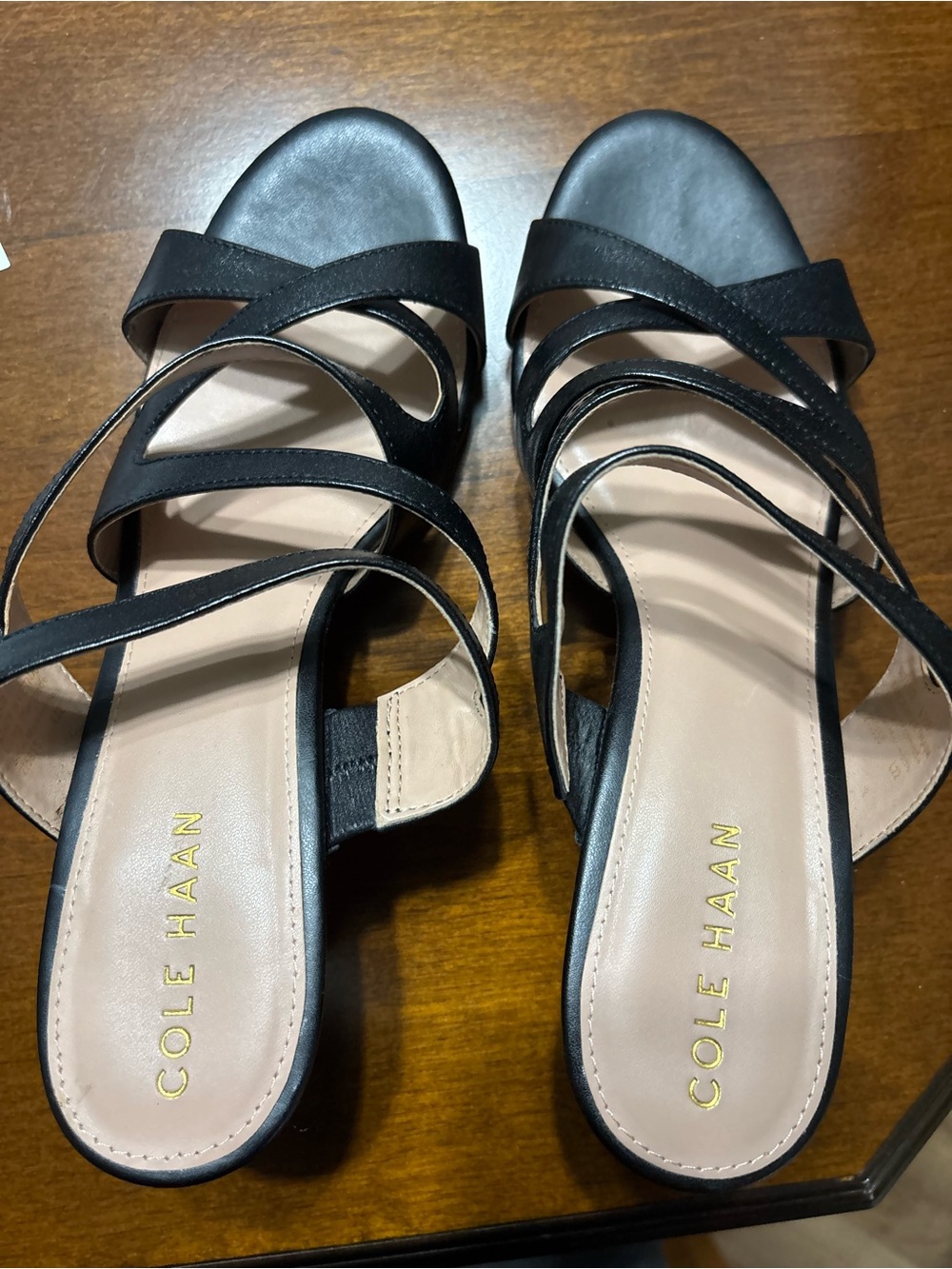 Cole Haan Black Strappy Leather Women's Sandals